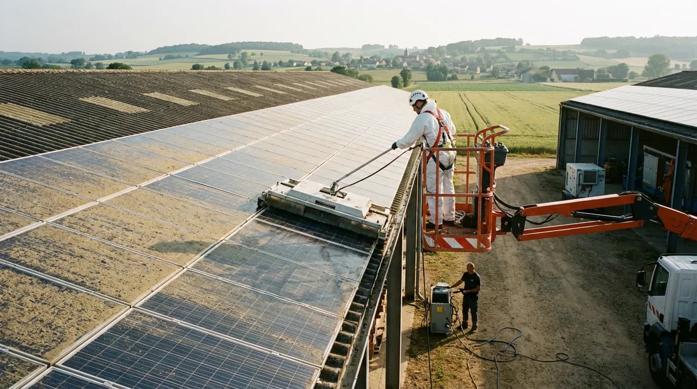 Hangar agricole exposé aux fientes et aux poussières de moisson dans l'Aisne